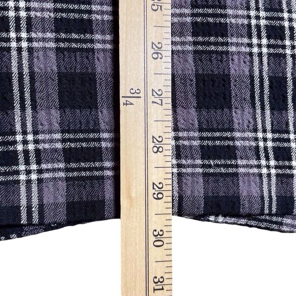 HABITAT Plaid Crinkle Tunic Top Gray Black Long Sleeve Shirt Size XL EUC - Picture 14 of 16